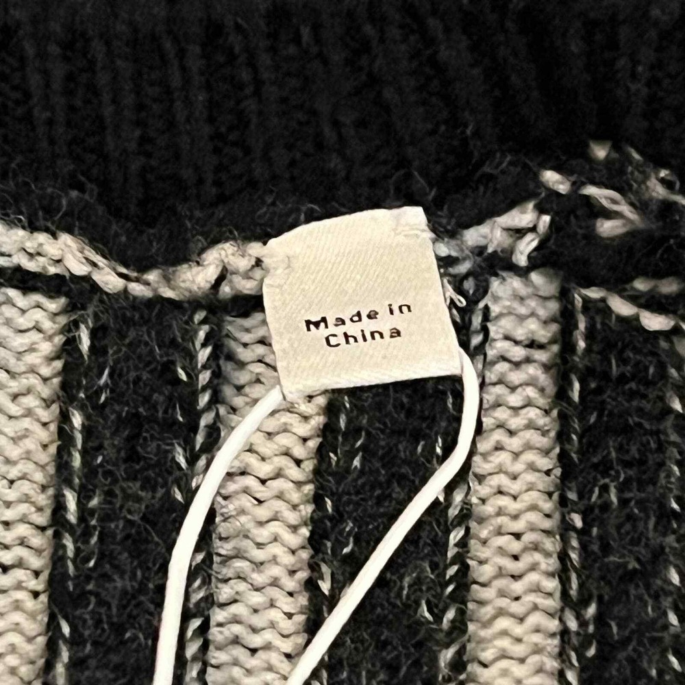 Vince Striped Zip Front Knit Cardigan Sweater Jacket  M Black White - Picture 13 of 16